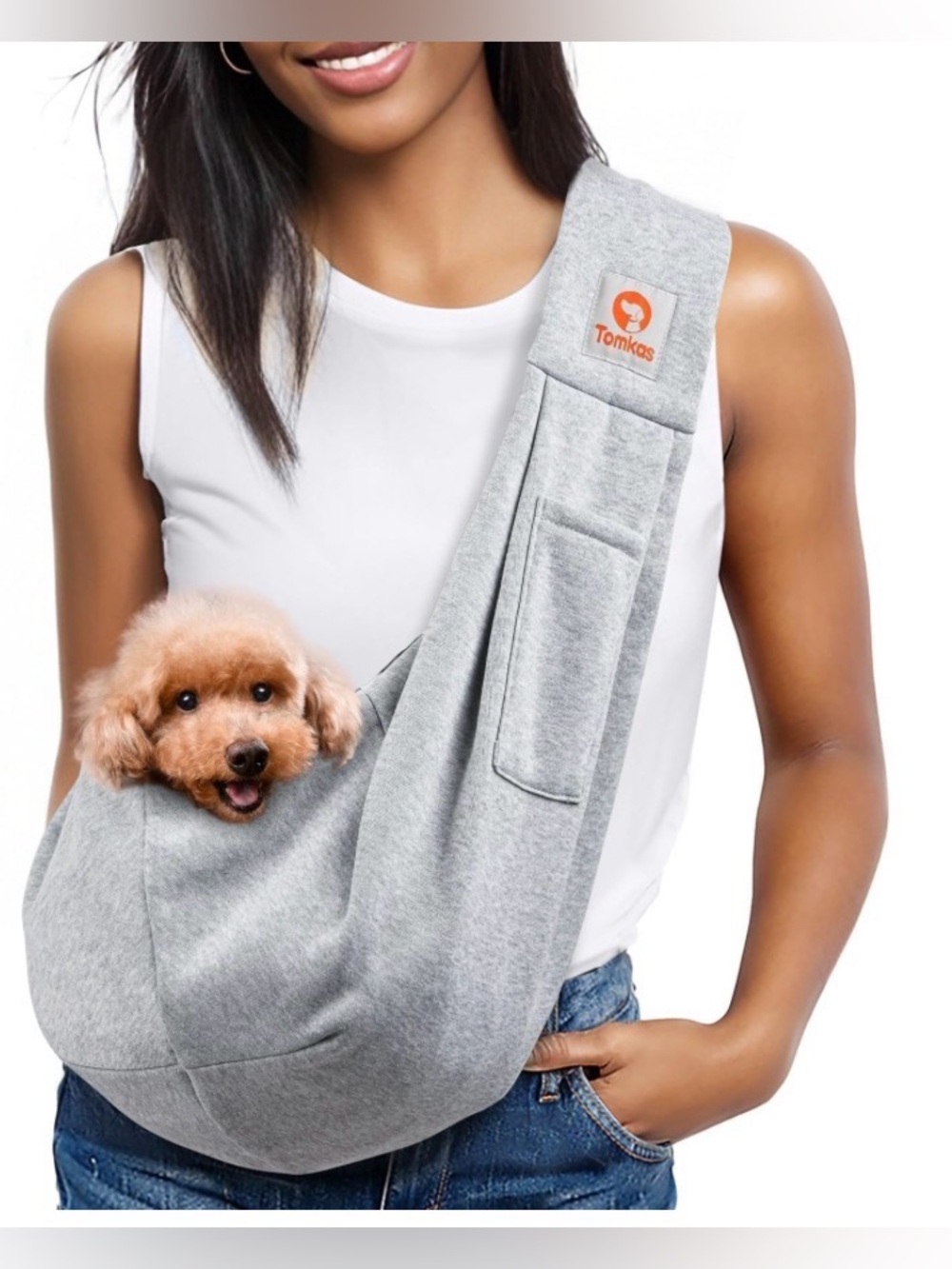 Gray Pet Sling Carrier for Small Dogs